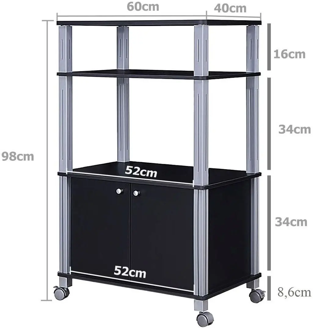Стеллаж Costway HW60180BK (Black/Silver) - 4