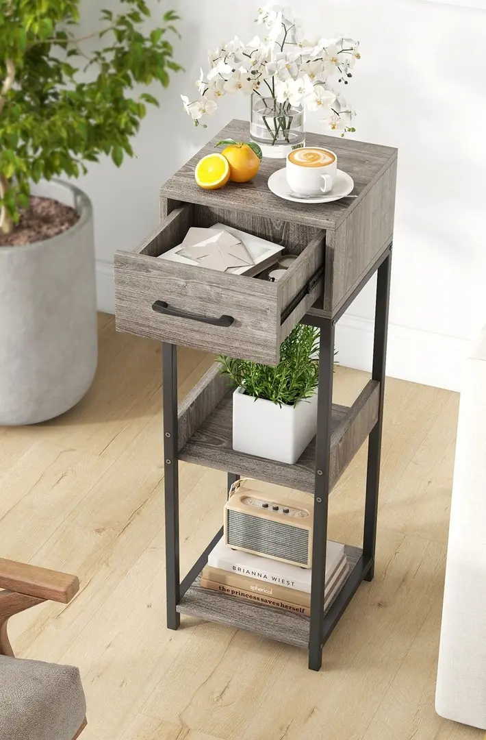 Etajera Costway HZ10214GR (Grey/Black)