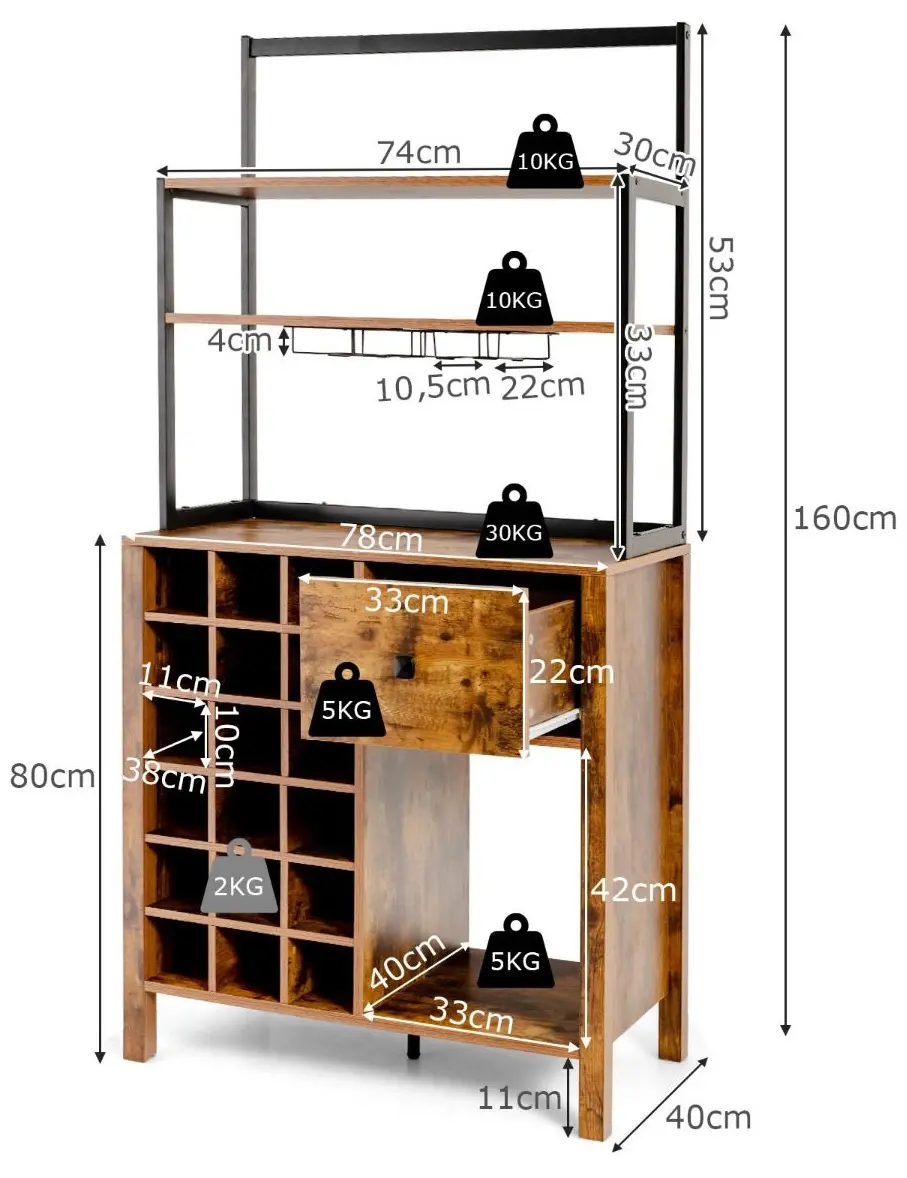 Etajera Costway JV10117CF (Rustic Brown)
