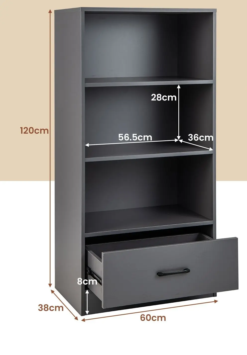 Стеллаж Costway JV10665GR (Grey)