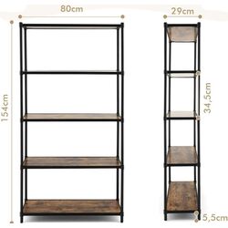 Стеллаж Costway JV10678DK (Rustic Brown/Black) Thumb