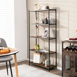 Стеллаж Costway JV10678DK (Rustic Brown/Black) Thumb