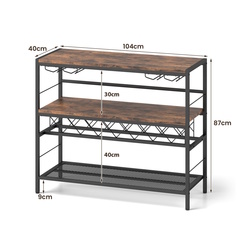 Etajera Costway JV10901CF (Rustic Brown/Black) Thumb