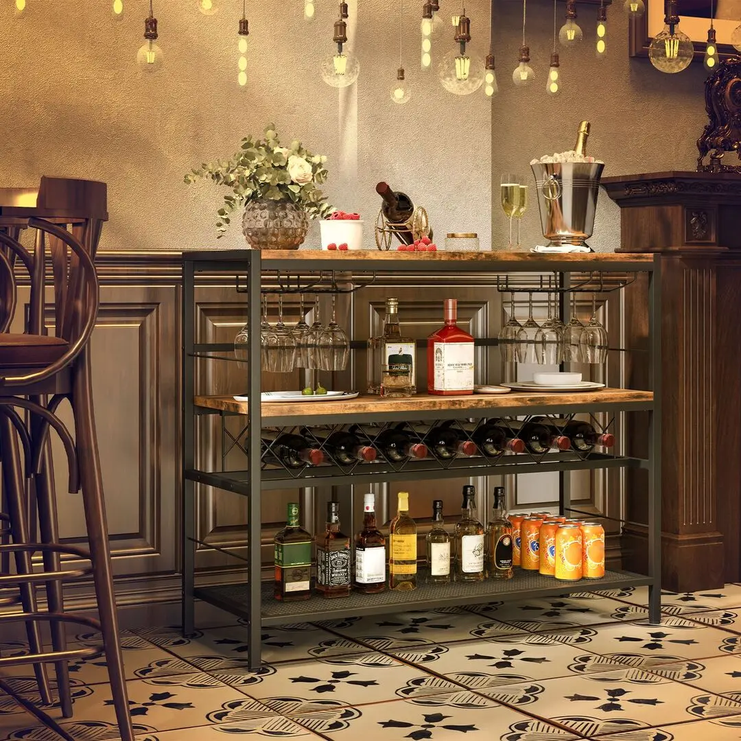 Etajera Costway JV10901CF (Rustic Brown/Black)