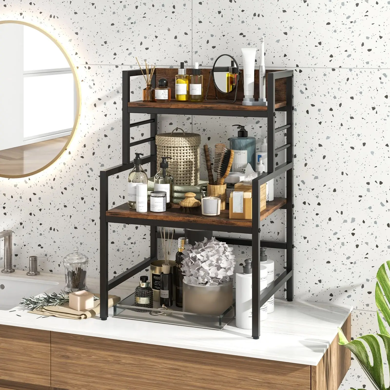 Стеллаж Costway JV11545CF (Brown/Black)