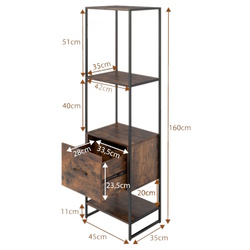 Стеллаж Costway JV11921CF (Rustic Brown) Thumb
