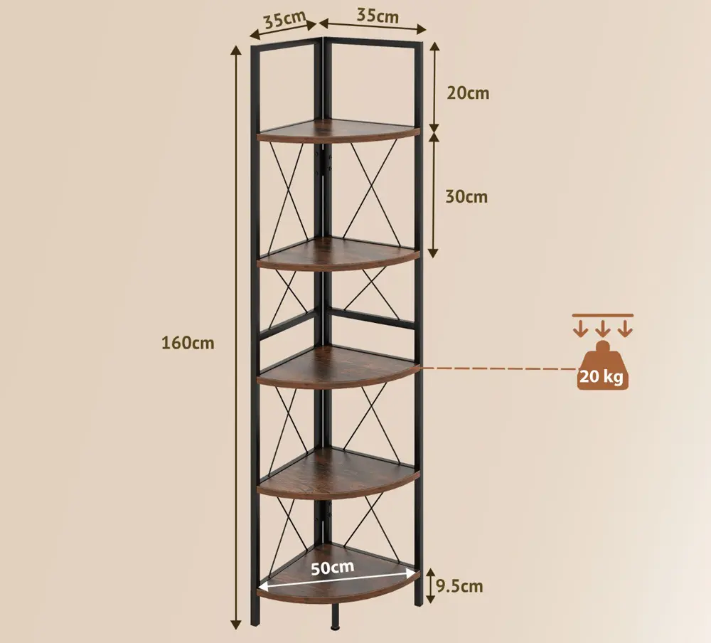 Etajera Costway JV12001CF (Brown/Grey Oak)