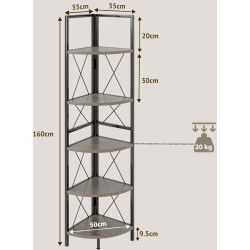 Etajera Costway JV12001OA (Brown/Grey Oak) Thumb