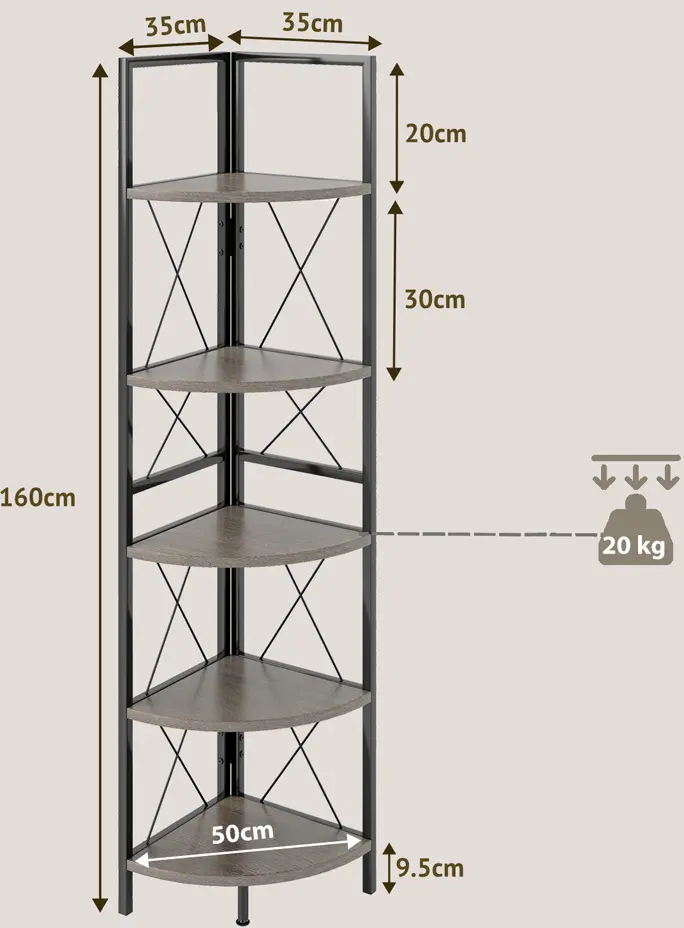 Etajera Costway JV12001OA (Brown/Grey Oak)