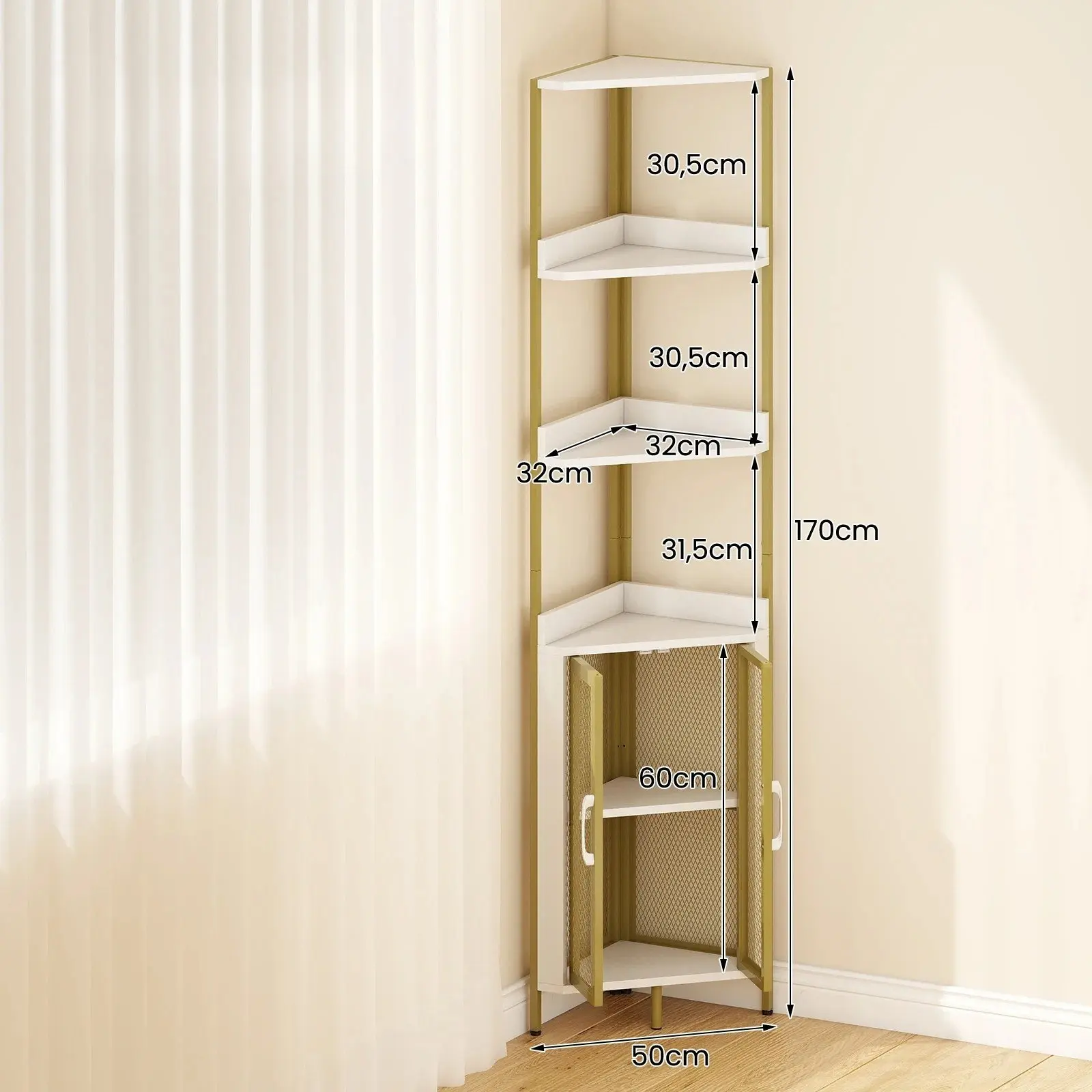 Etajera Costway JV12611WH (White/Gold) - 3