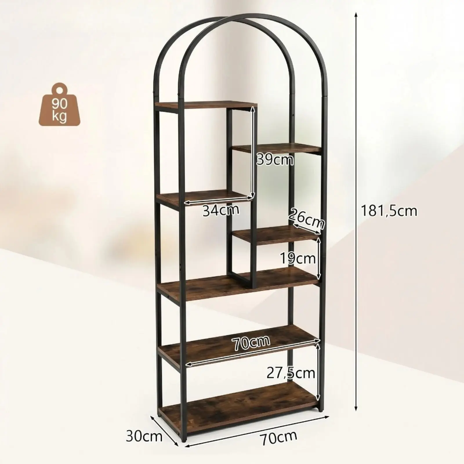 Etajera Costway JV12740CF (Brown) - 3