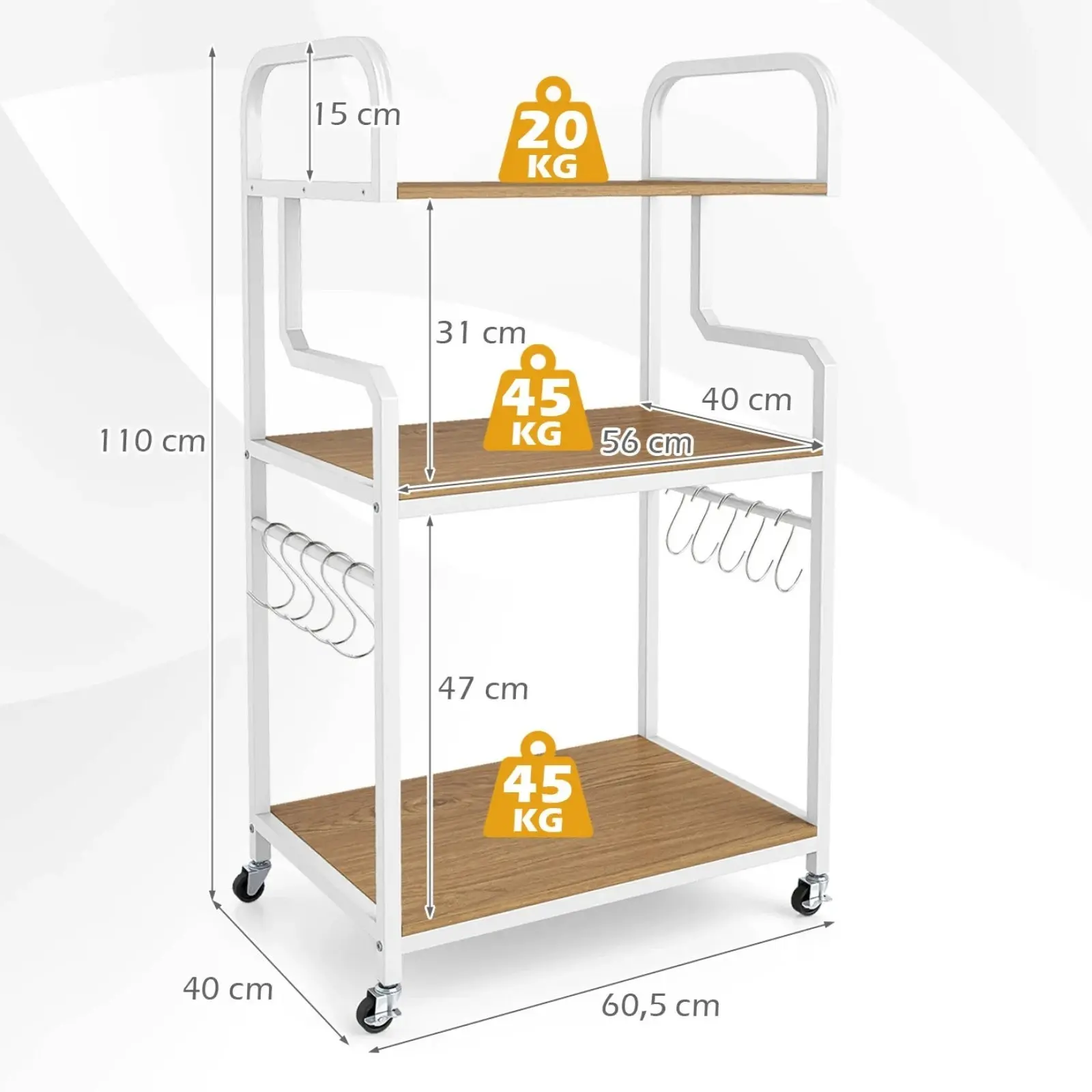 Etajera Costway JV13339NA (Natural/White) - 2