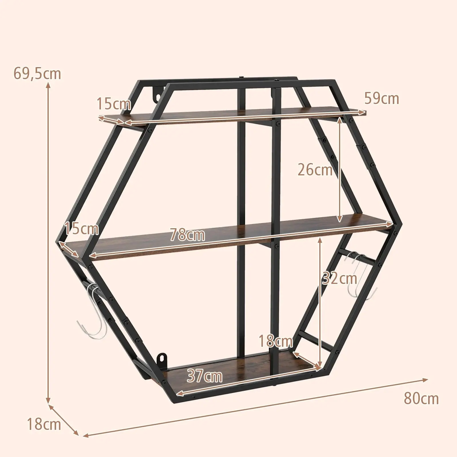 Etajera Costway JV13941CF (Brown) - 3