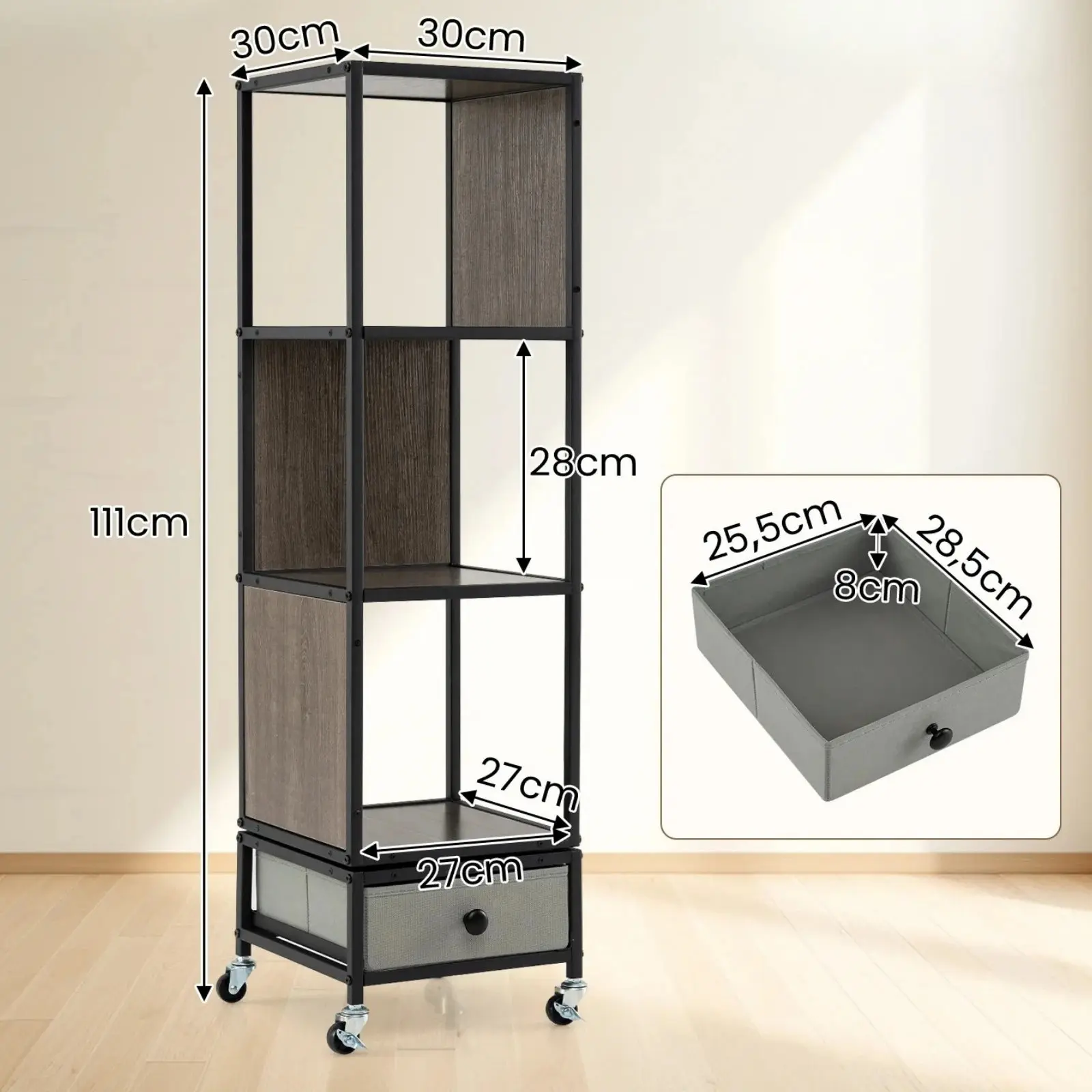 Etajera Costway JV13976GR (Grey/Brown) - 3