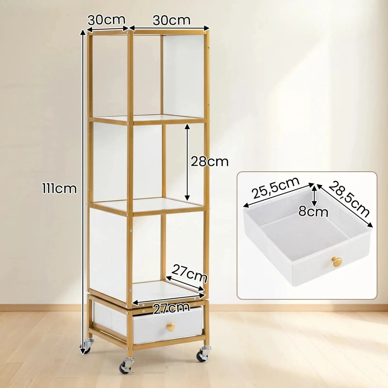 Etajera Costway JV13976WH (White/Gold) - 3