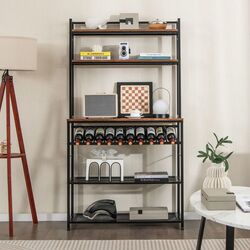 Etajera Costway KC53460CF (Rustic Brown/Black)