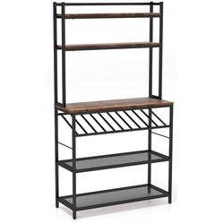 Etajera Costway KC53460CF (Rustic Brown/Black) Thumb