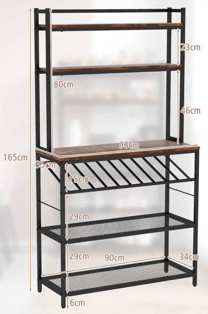 Etajera Costway KC53460CF (Rustic Brown/Black)