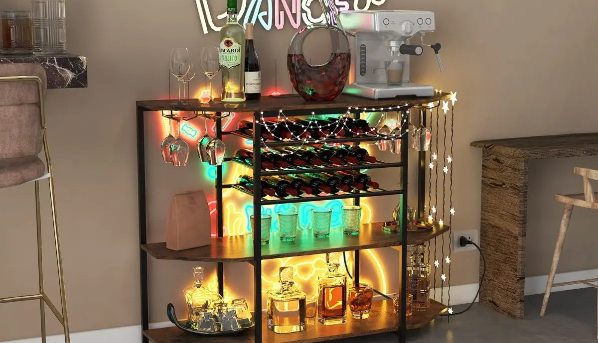 Etajera pentru sticle Costway JV11141DE-CF (Ruscic Brown/Black)