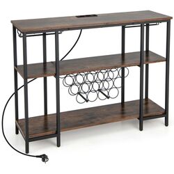 Etajera pentru sticle Costway JV11142DE-CF (Rustic Brown/Black) Thumb