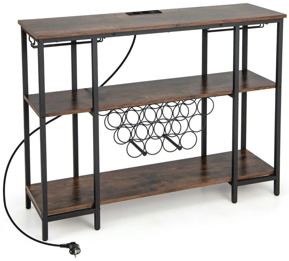 Etajera pentru sticle Costway JV11142DE-CF (Rustic Brown/Black)