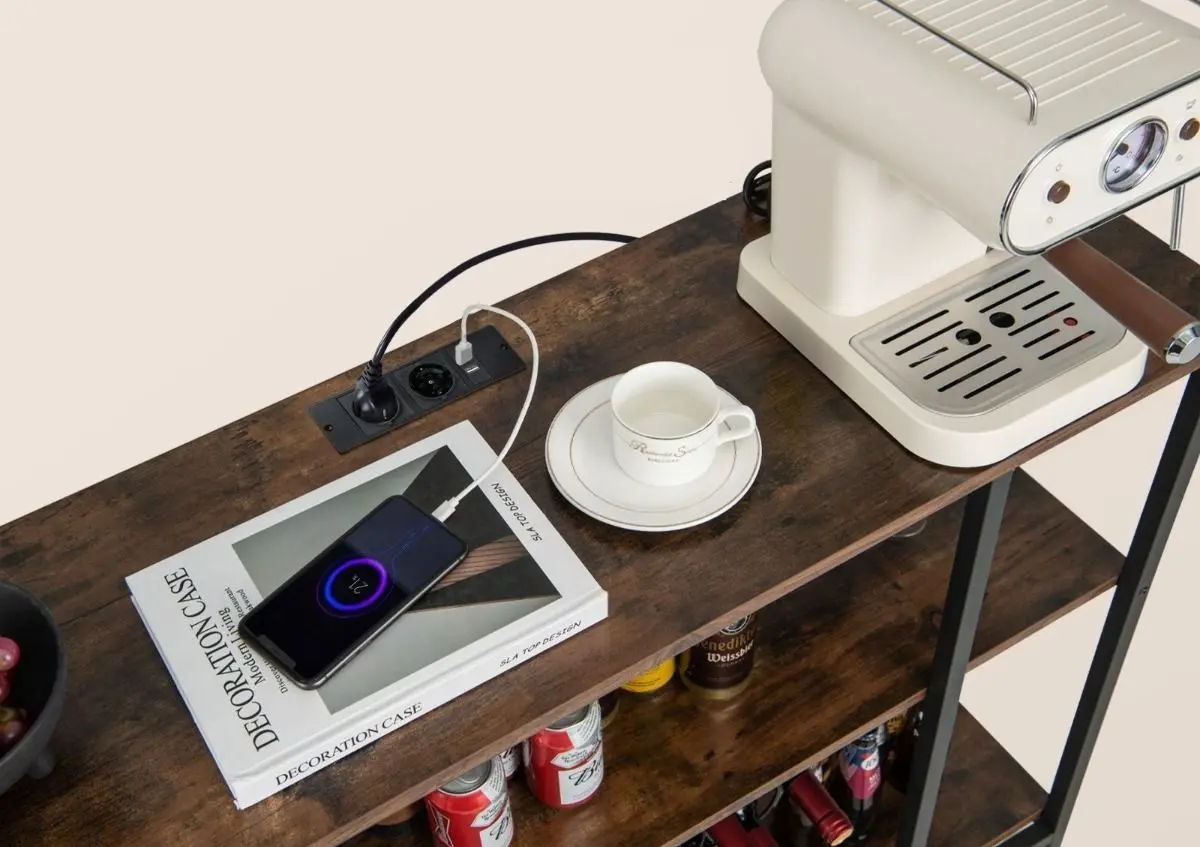 Etajera pentru sticle Costway JV11142DE-CF (Rustic Brown/Black)