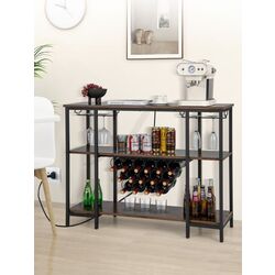 Etajera pentru sticle Costway JV11142DE-CF (Rustic Brown/Black) Thumb