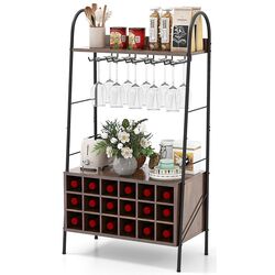 Etajera pentru sticle Costway JV11276CF (Ruscic Brown/Black) Thumb