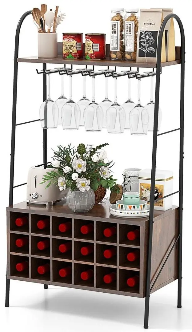 Etajera pentru sticle Costway JV11276CF (Ruscic Brown/Black)