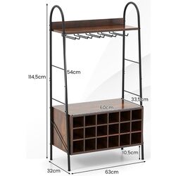 Etajera pentru sticle Costway JV11276CF (Ruscic Brown/Black) Thumb