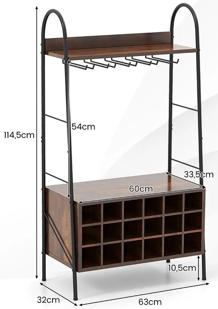 Etajera pentru sticle Costway JV11276CF (Ruscic Brown/Black)
