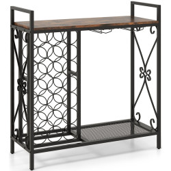 Etajera pentru sticle Costway JV12128CF (Rustic Brown/Black) Thumb