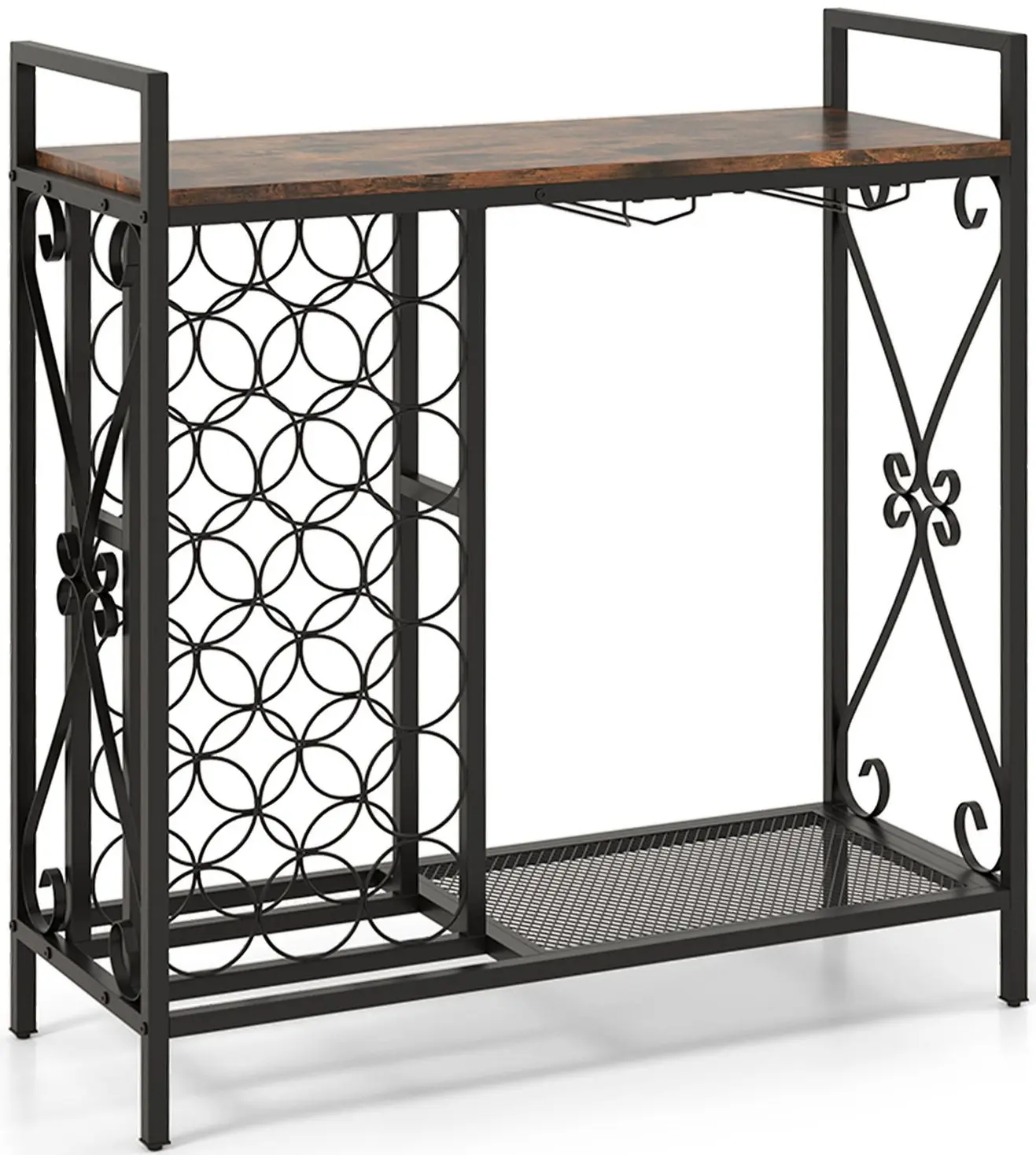 Etajera pentru sticle Costway JV12128CF (Rustic Brown/Black) - 2