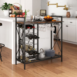 Etajera pentru sticle Costway JV12128CF (Rustic Brown/Black)