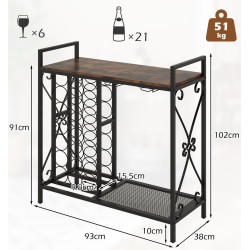 Etajera pentru sticle Costway JV12128CF (Rustic Brown/Black) Thumb