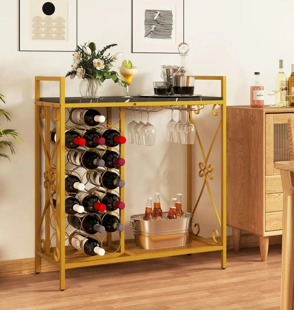 Etajera pentru sticle Costway JV12128DK (Yellow/Black)