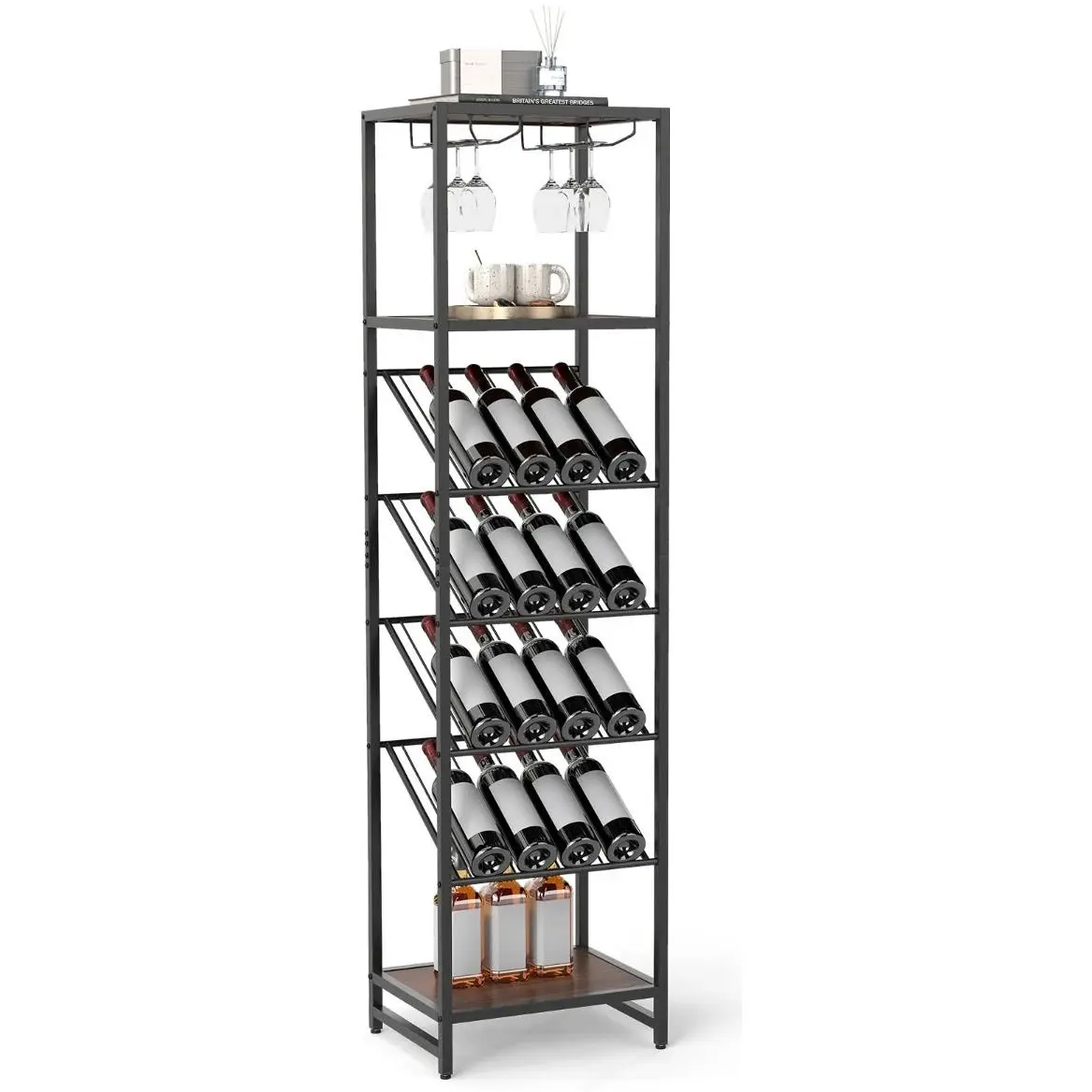 Etajera pentru sticle Costway JV13145 (Black/Brown) - 2