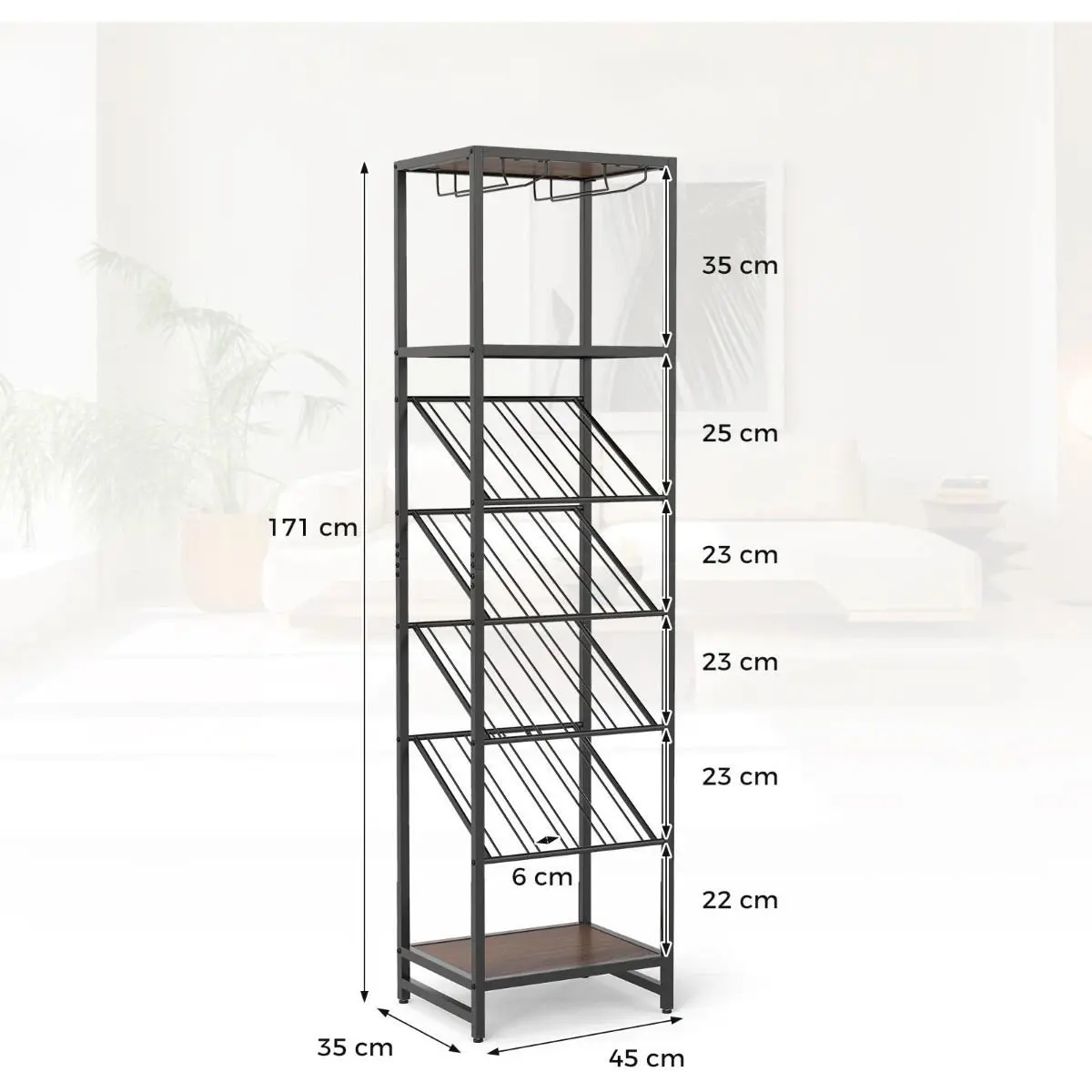 Etajera pentru sticle Costway JV13145 (Black/Brown) - 3