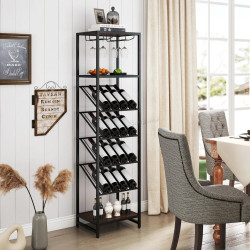 Etajera pentru sticle Costway JV13145 (Black/Brown)