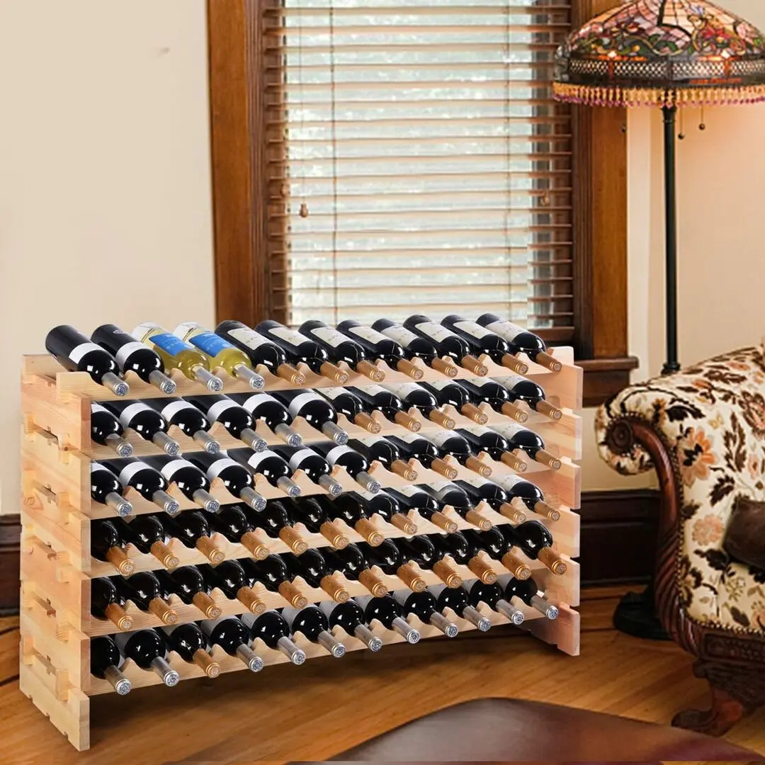 Etajera modulara pentru sticle Costway JV11734NA (Natural)