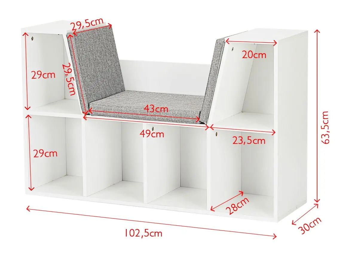 Etajera cu scaun tapitat Costway JZ10199WH (White)
