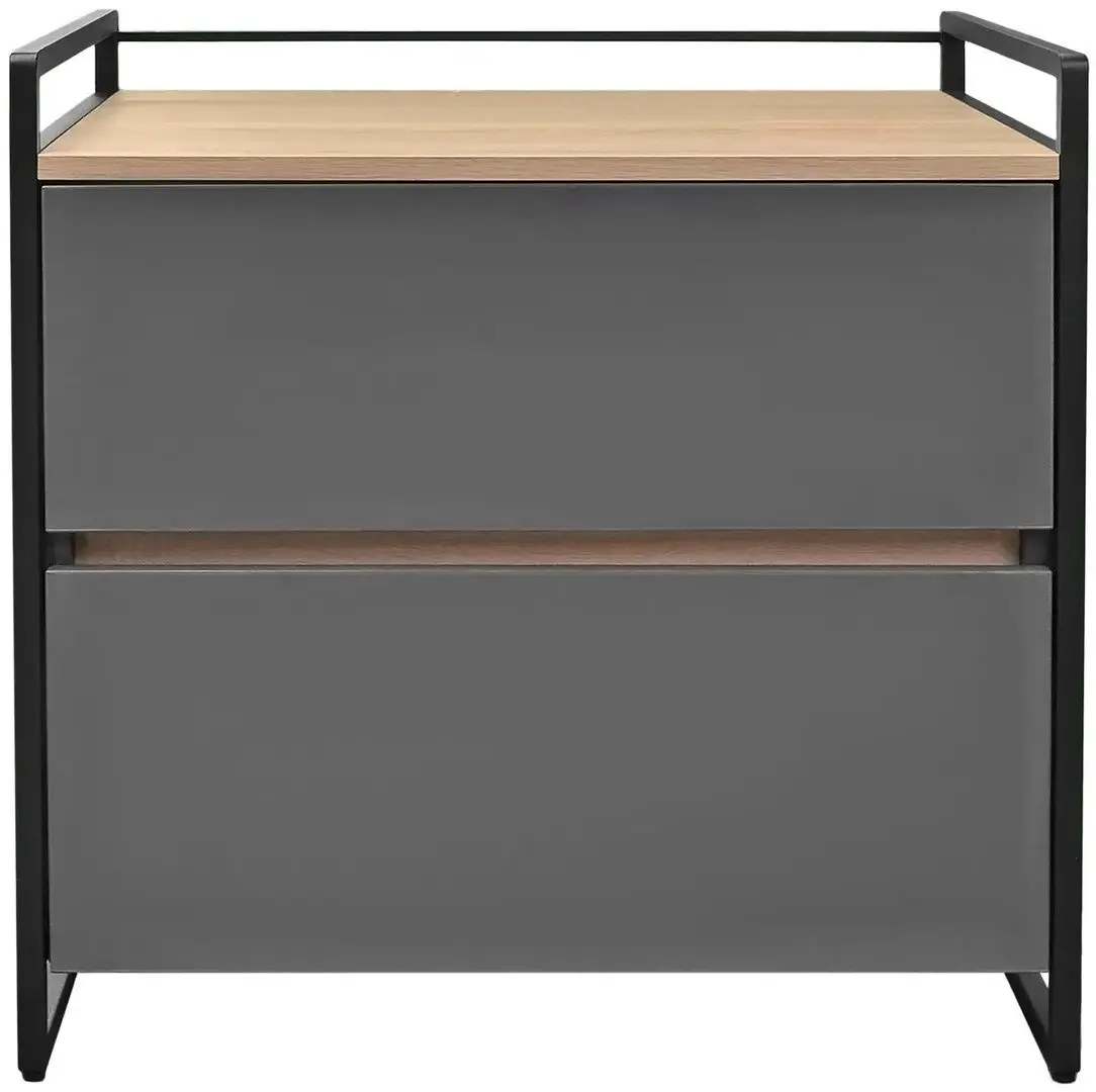 Tumba pentru imprimantă DP 70 2 sertare (Wood/Grey/Black)