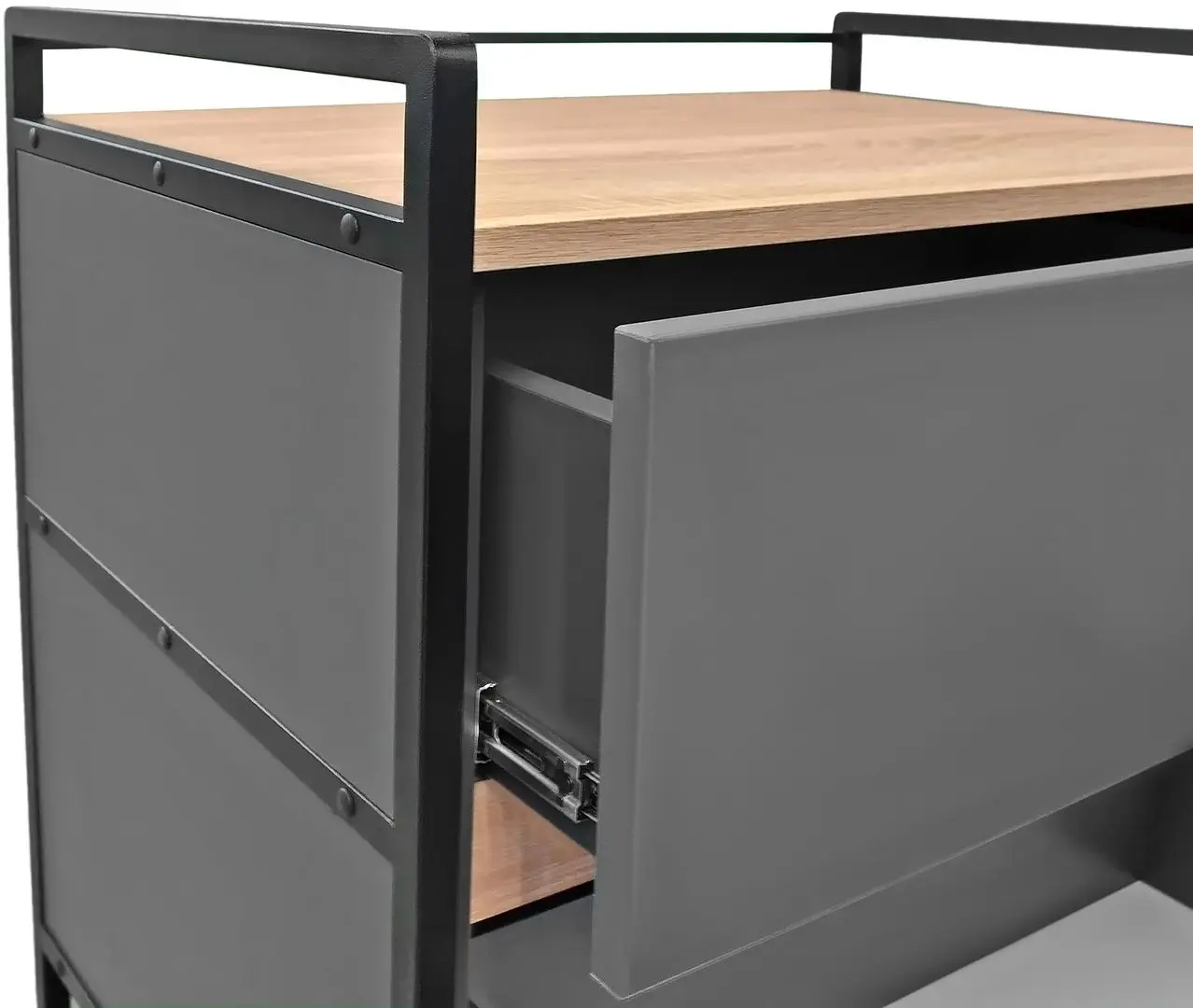 Tumba pentru imprimantă DP 70 2 sertare (Wood/Grey/Black)