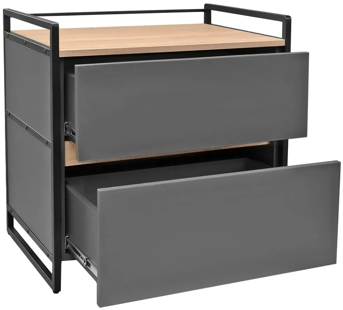 Tumba pentru imprimantă DP 70 2 sertare (Wood/Grey/Black)