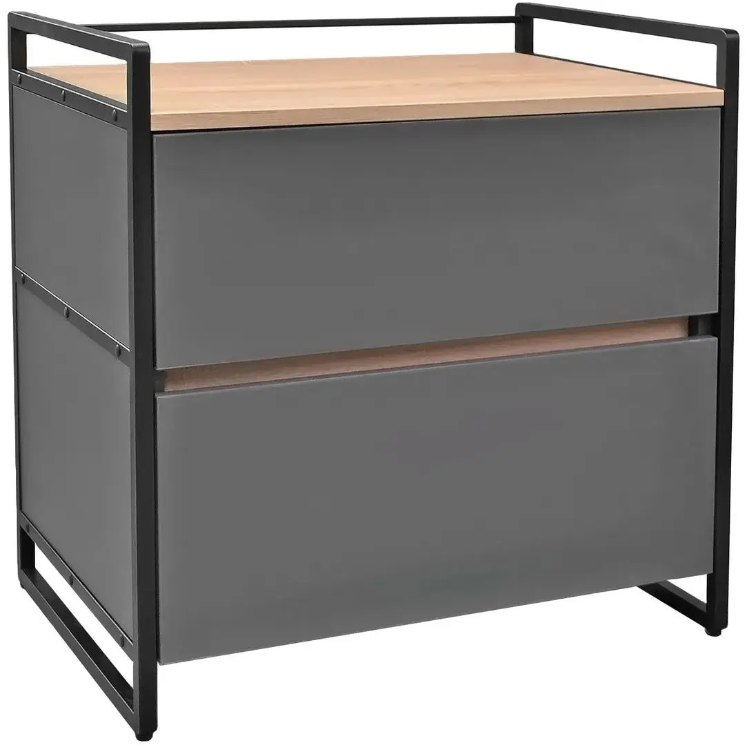 Tumba pentru imprimantă DP 70 2 sertare (Wood/Grey/Black)