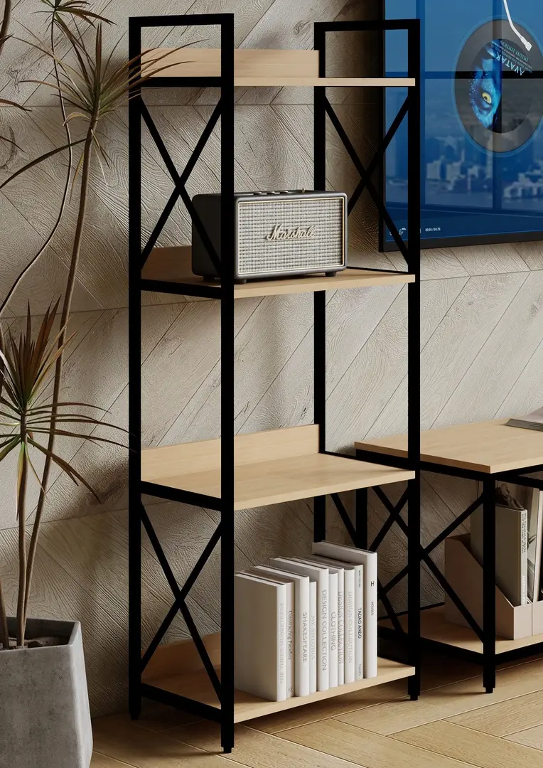 Стеллаж DP Karl 51x30x137.5 (Black/Oak)