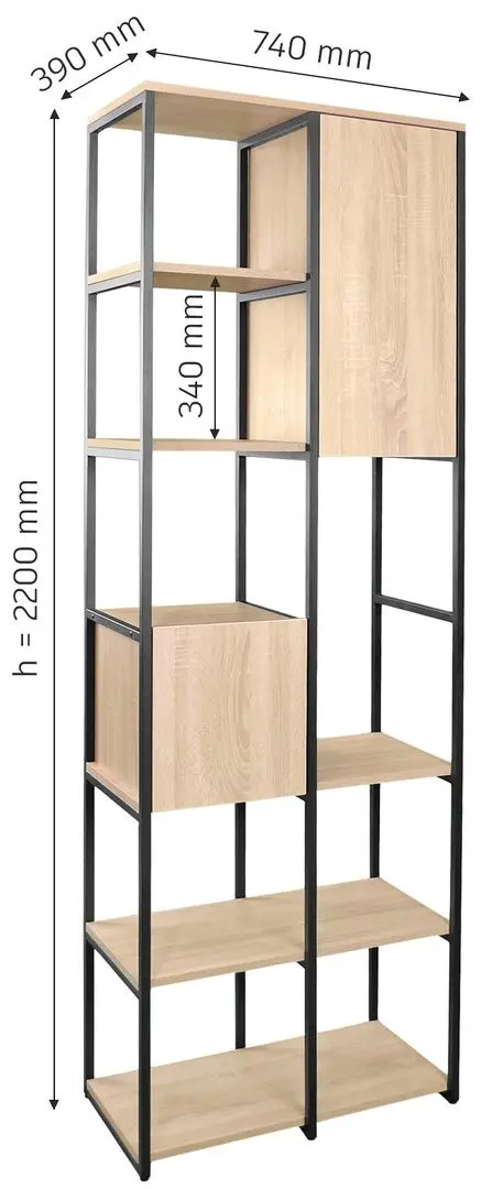 Etajera DP Rio 2 Plus (Sonoma Oak/Black)