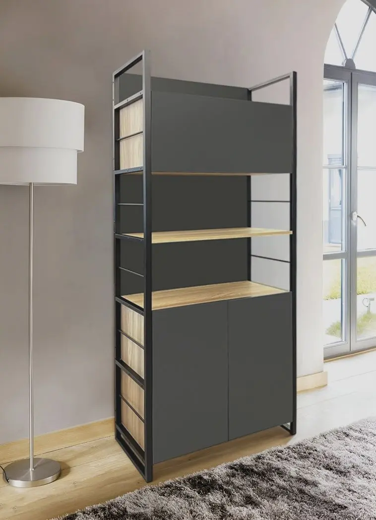 Etajera DP Urban 90 Double Box spate integral+bare (Black/Sonoma Oak)