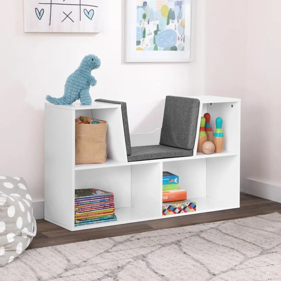 Etajera cu scaun tapitat Ecotoys ZKB-5W (White/Grey)