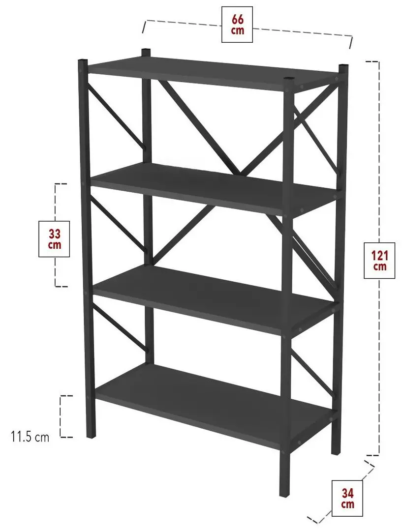 Etajera Bofigo 4 Shelves Metal (Anthracite)